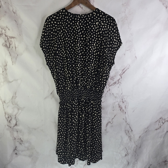 Rails Dress Womens Large Black Polka Dot Karla Ivory Spots Button Mini Smocked - Picture 6 of 15
